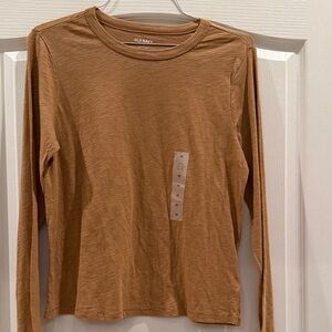 Old Navy Caramel Brown Long Sleeve Basic T-Shirt Sz Medium 8-10 New With Tags